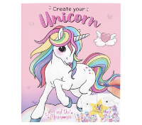 Carnet à colorier et décorer Create your UNICORN avec 80 stickers