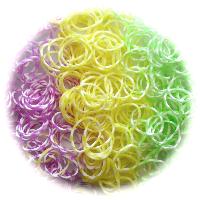 Lot de 600 élastiques Modèle Octogone 3 couleurs Mauve/Jaune/Vert pour Bracelets et Colliers LOOM BANDS